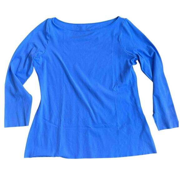 NIKE Yoga Dri Fit Women’s Blue Long Sleeve Training Stretch T-Shirt Size Large - Picture 1 of 6